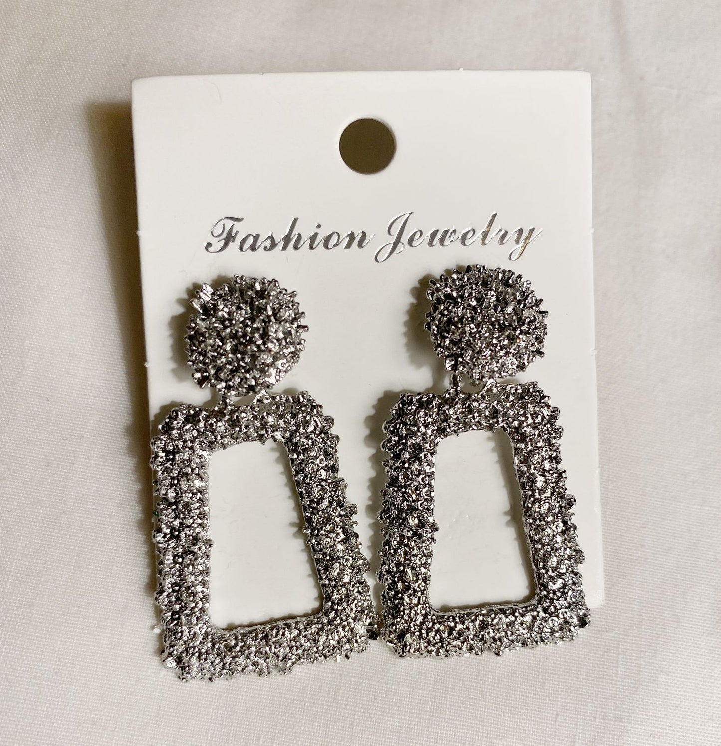 Silver Rectangular Earrings