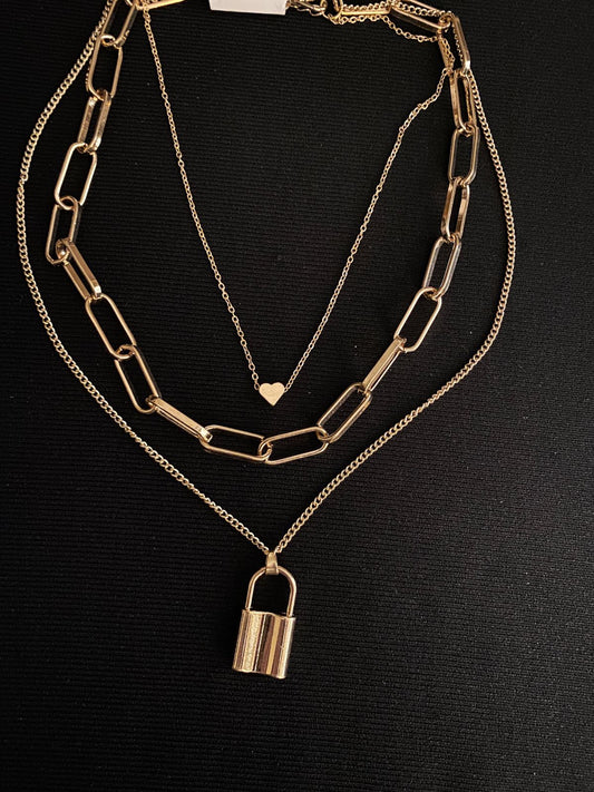 Multi Layered Lock Necklace