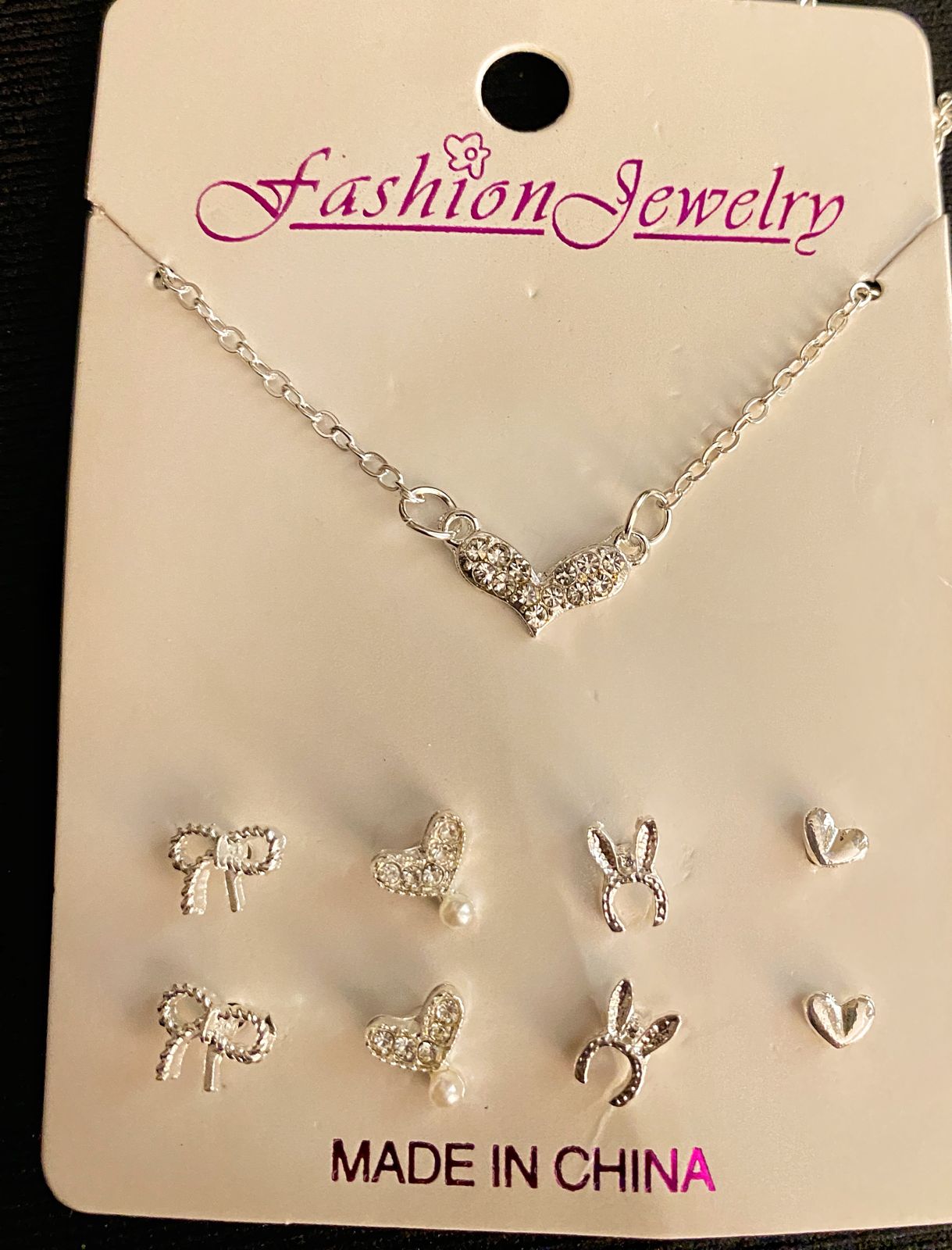 Heart Necklace and Earrings Set