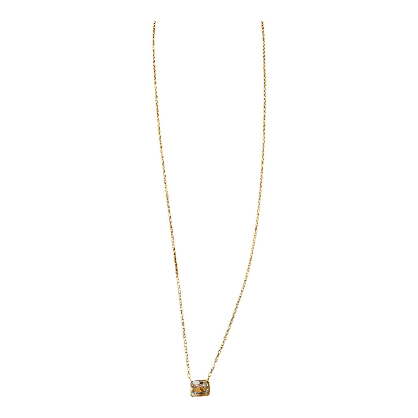 Stainless Steel Golden Crystal Charm Necklace