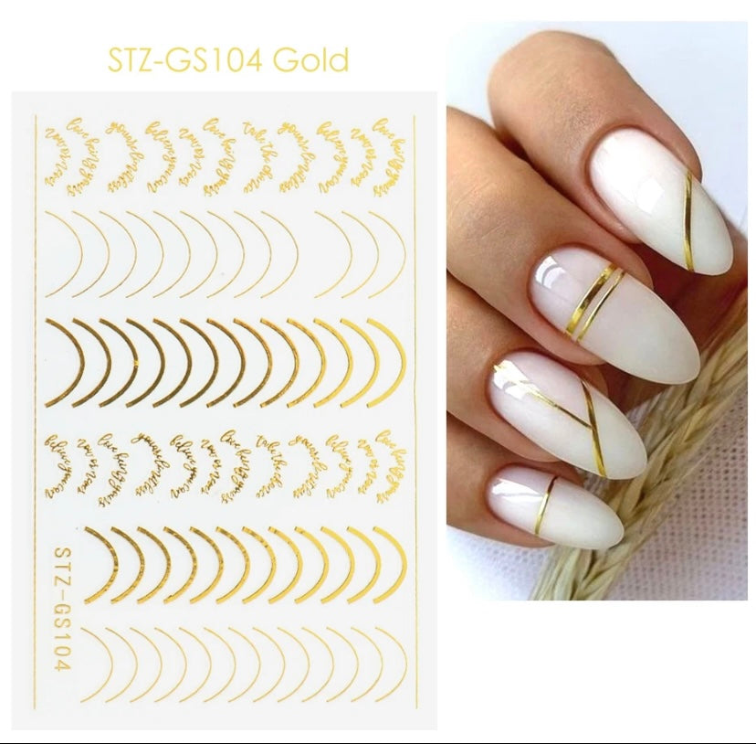 Golden Nail Sticker Sheet